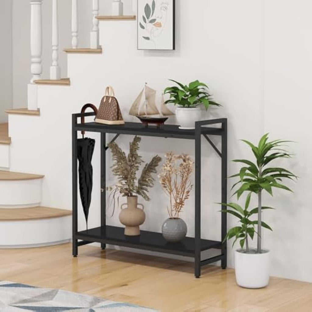 Livofloral Narrow Console Table – 2-Tier Industrial Entryway Table
