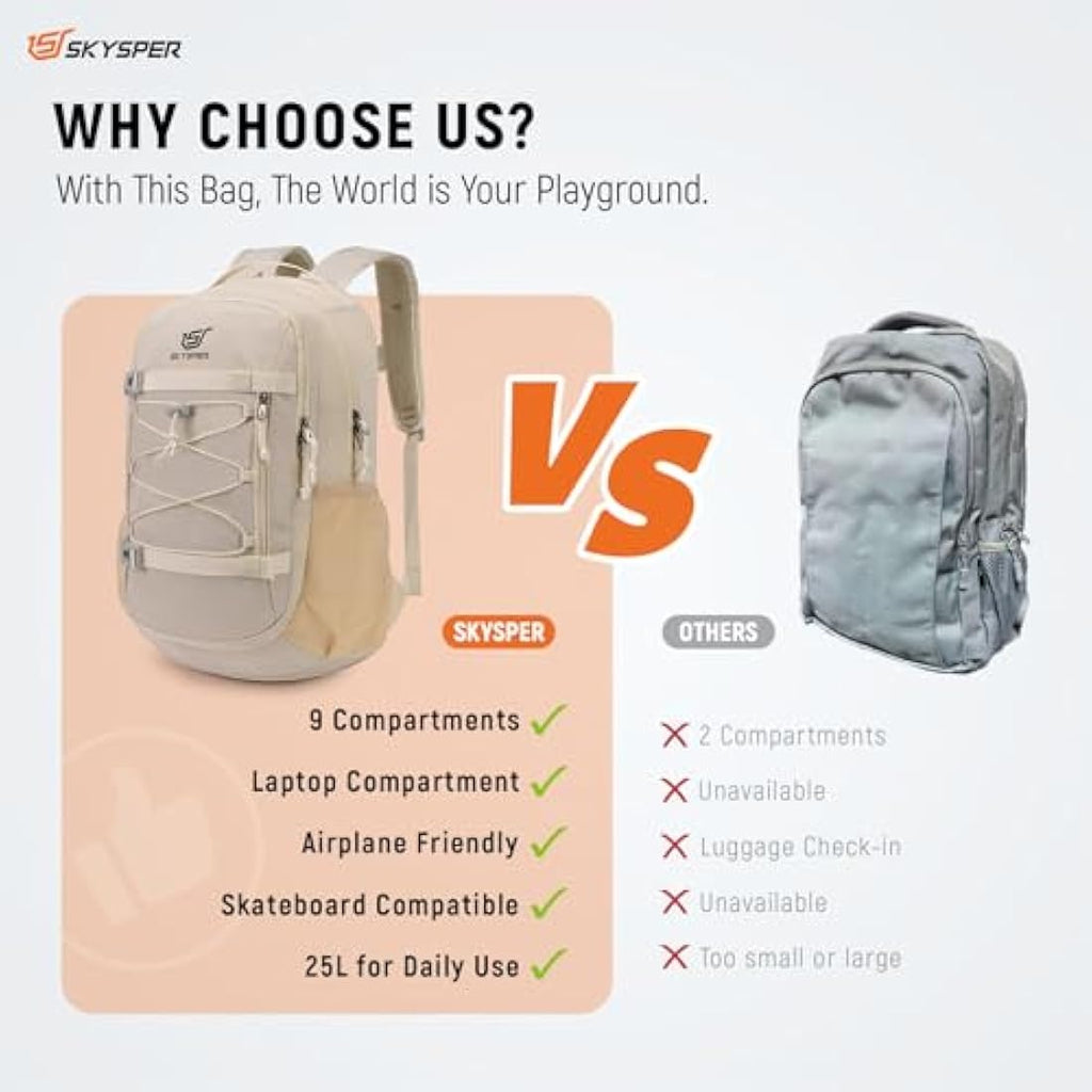 SKYSPER 25L Hiking Backpack – Lightweight 15.6" Laptop Travel Daypack