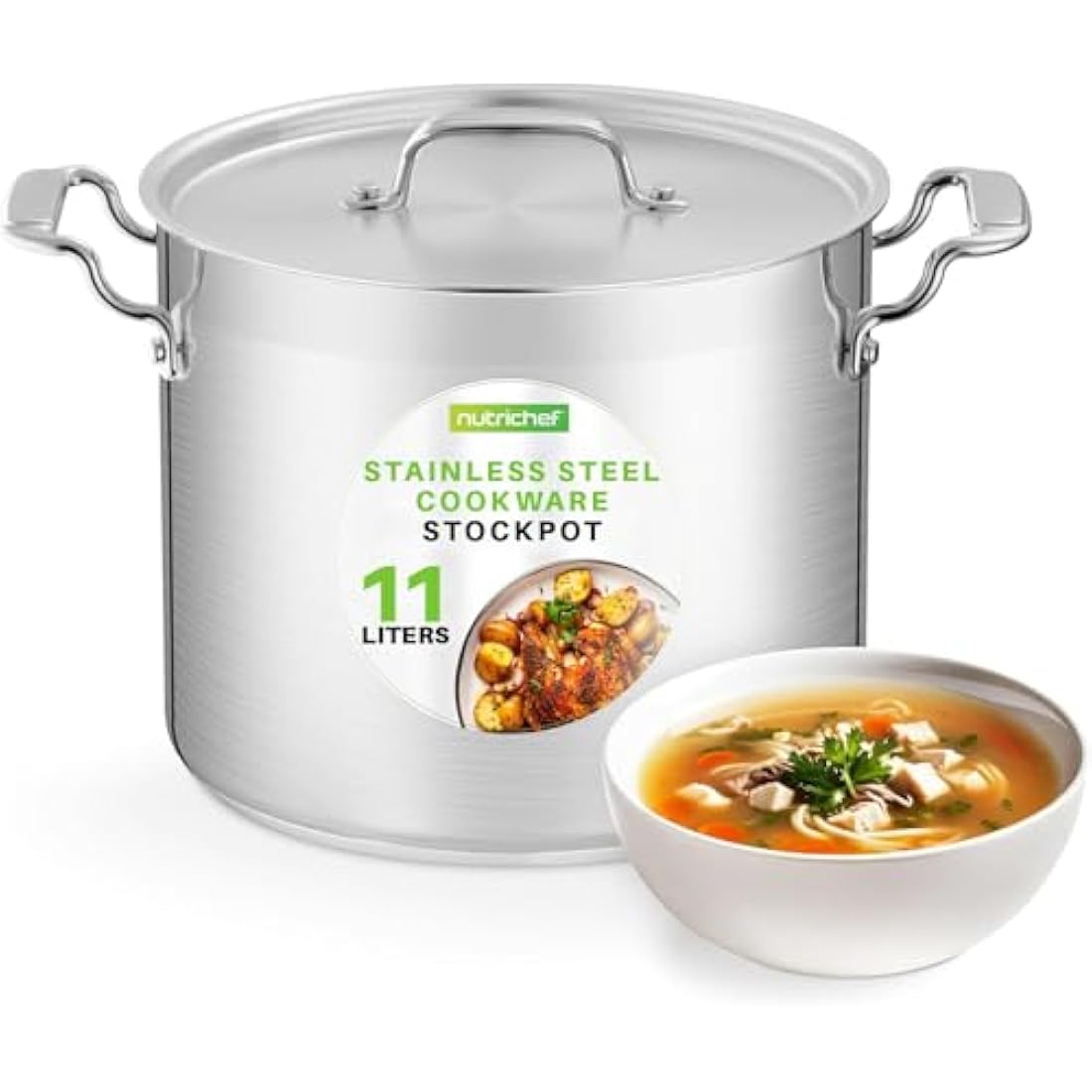 NutriChef 11L Stainless Steel Stockpot – Heavy Duty Induction Pot