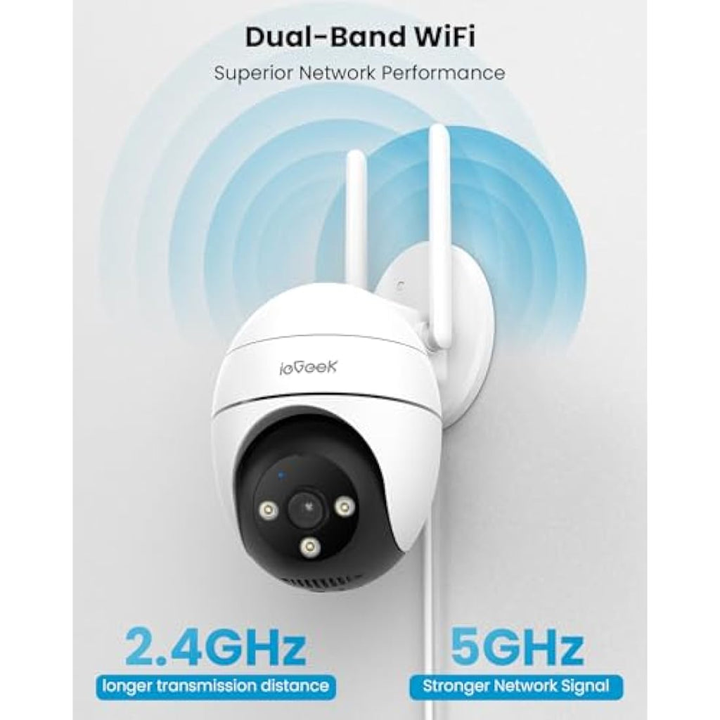 ieGeek 2K Dual-Band WiFi PTZ Outdoor Security Camera - 2-Way Audio (2 Pack)