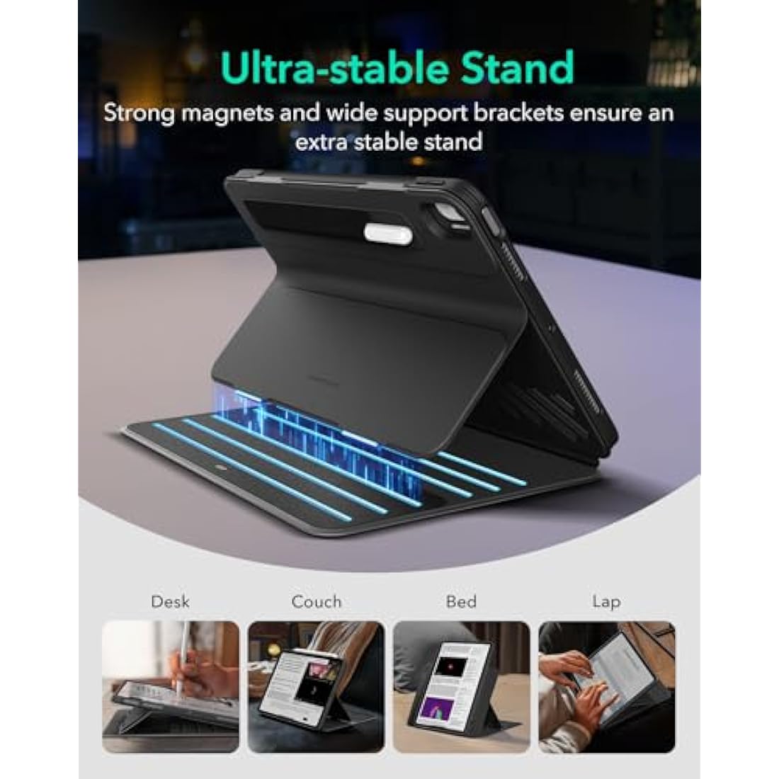 ESR iPad Air 11 Inch Case (M3/M2) | Magnetic Stand & Removable Cover - Black