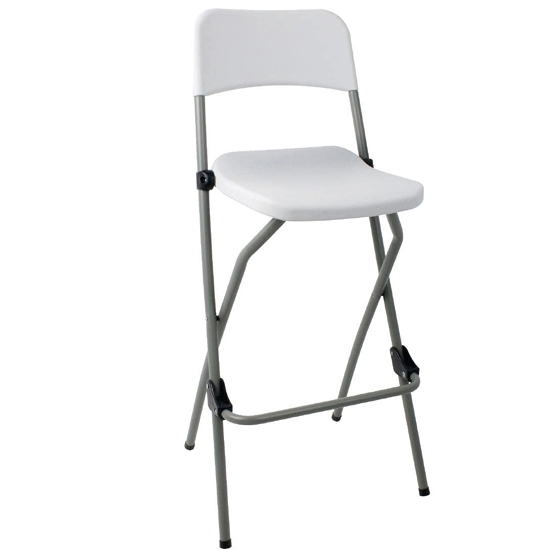 Bolero Folding High Stools Steel Frame Plastic Seat, Pack of 2, White - image 1