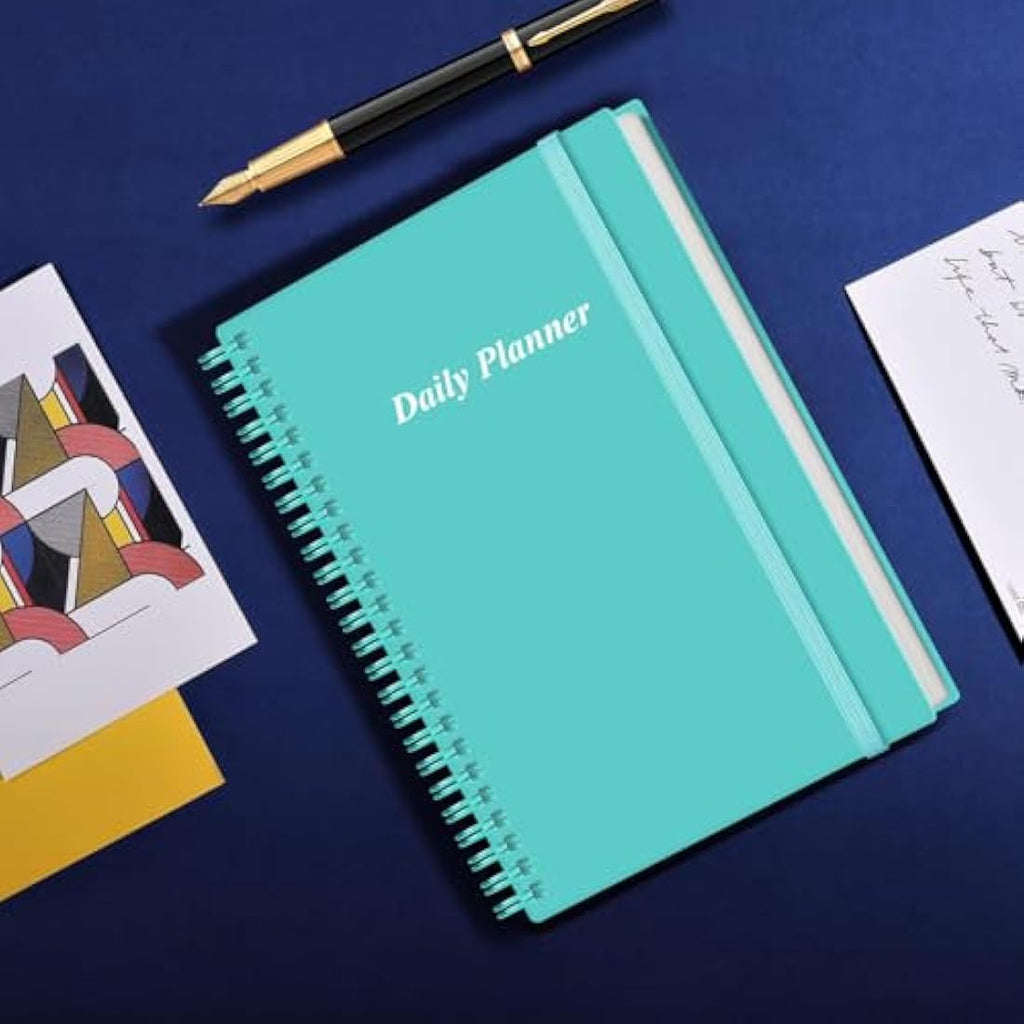 Jolof Store Undated Daily Planner – A5 Spiral To Do List Notebook, Teal