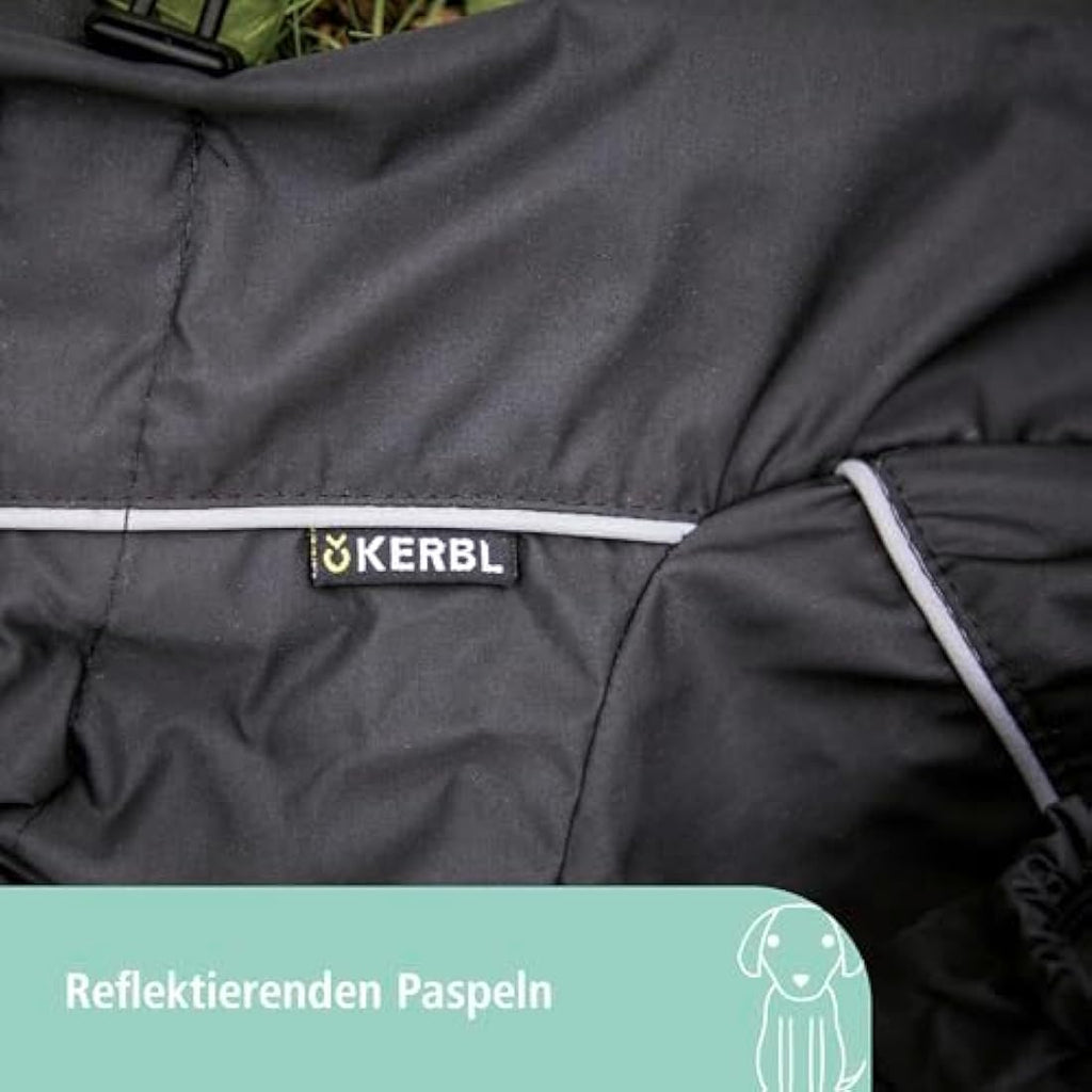 Kerbl Manchester Dog Raincoat – Waterproof Reflective Black, XXXL