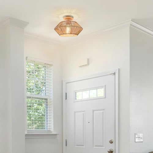 LynPon Woven Rattan Ceiling Light – Boho Farmhouse Cage Chandelier