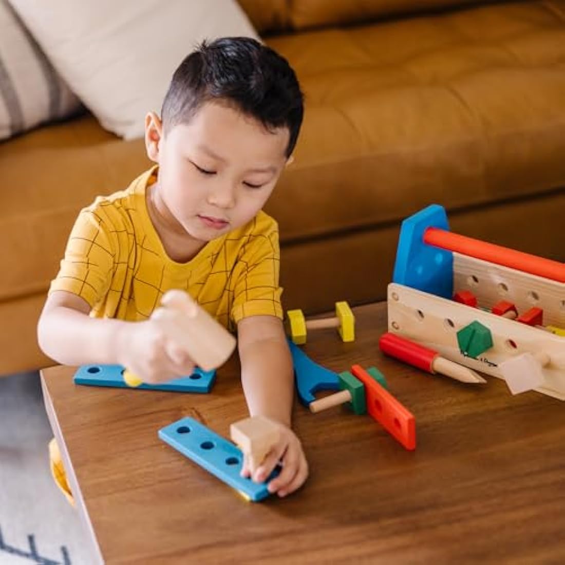 Melissa & Doug Wooden Take-Along Tool Kit – 24pc Construction Set