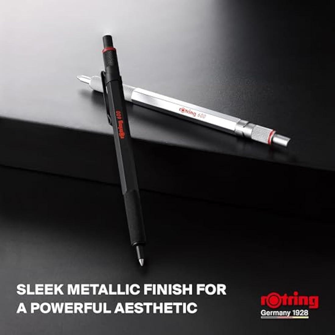 rOtring 600 Gel Pen | 0.5mm Black Ink | Black Metal Body Refillable Pen