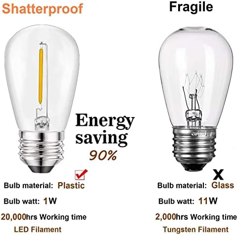 15M Outdoor Festoon Lights | Shatterproof IP65 Garden String