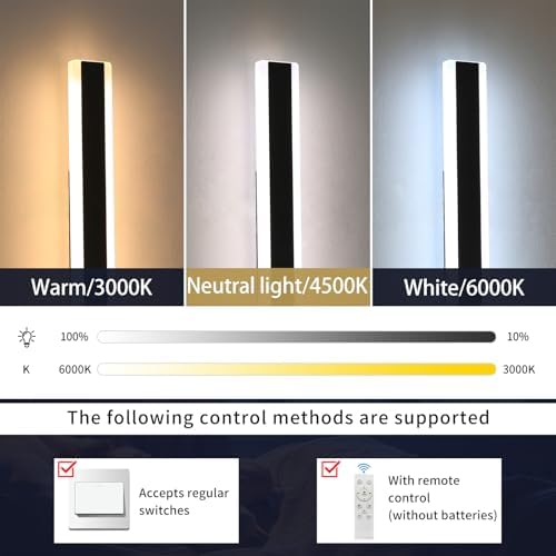 Mikeru 200CM Outdoor Wall Light | Dimmable IP65 LED Lamp in Matt Black
