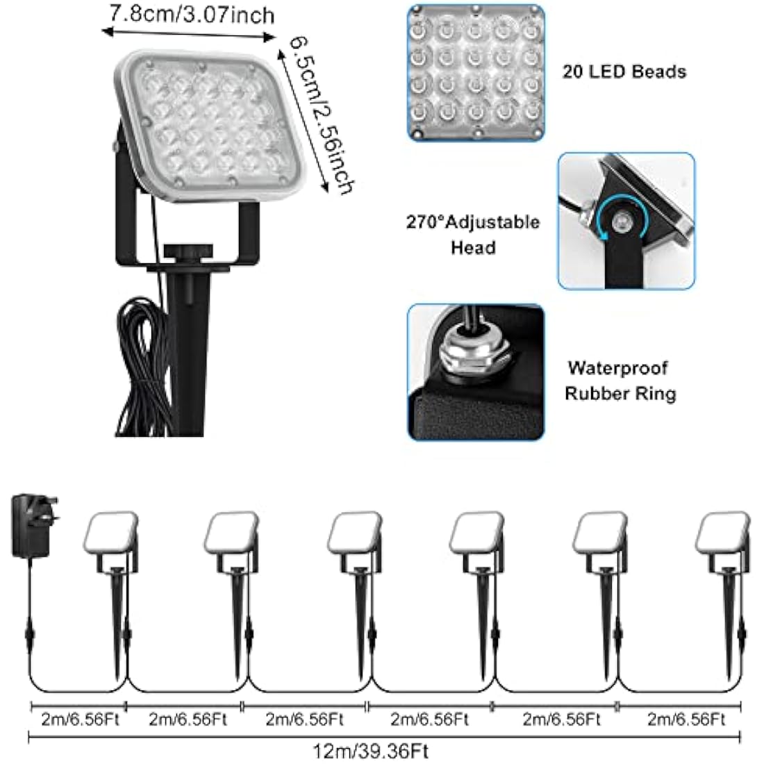 NATPOW LED Garden Spike Lights | IP65 Waterproof Landscape Spotlights