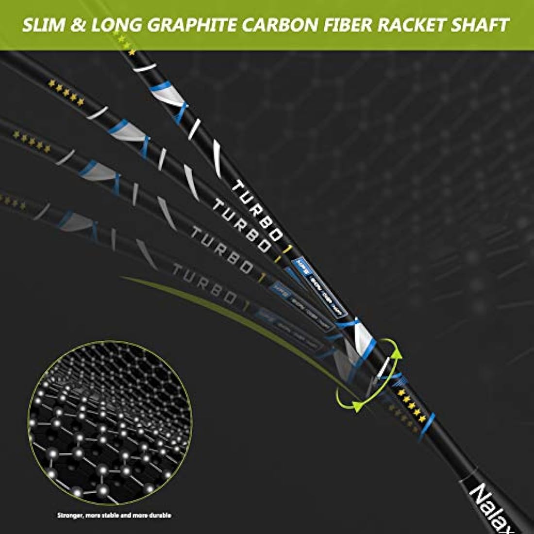 Nalax Carbon Fiber Badminton Set | 2 Lightweight Rackets with 3 Shuttlecocks