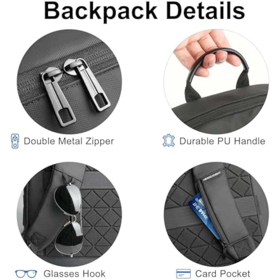 Heroic Knight 15.6" Laptop Backpack | Anti-Theft USB Travel Bag - Black