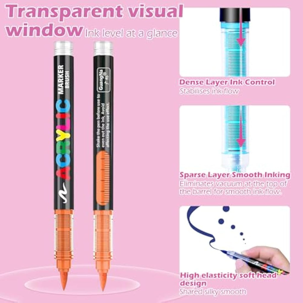 VAKKI 168 Color Acrylic Paint Pens – Flexible Brush Tip Markers for Art