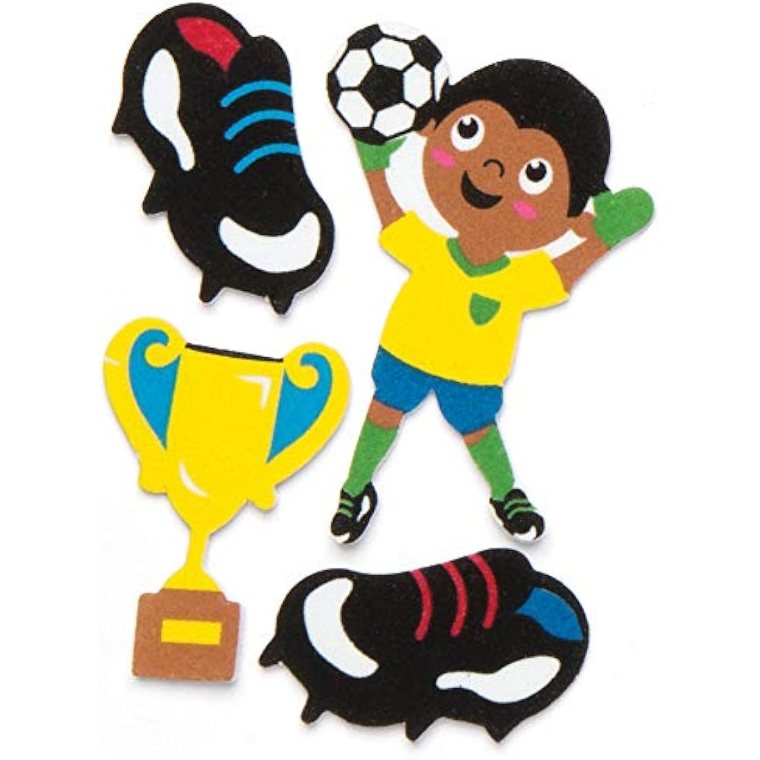 Baker Ross Football Foam Stickers for Kids Crafts - 120 Pack, Asst Colours