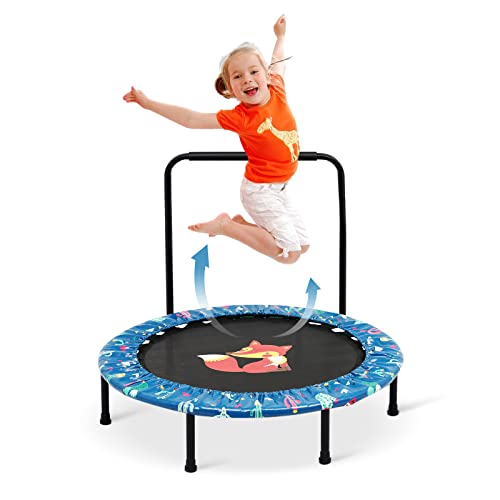 38" Kids Mini Trampoline | Foldable Bungee Rebounder - Green