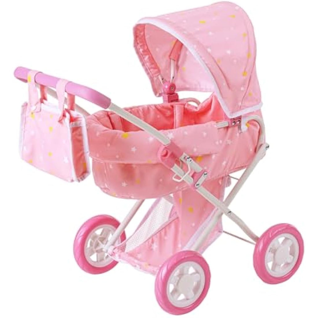 Olivia's Little World 2-in-1 Baby Doll Stroller Pram | Pink Stars