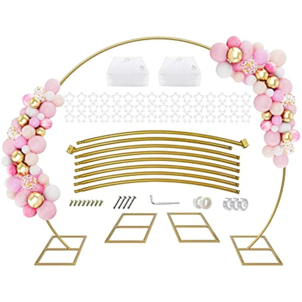 Jolof Store Metal Balloon Arch Stand – 2.7M Gold Semicircular Kit