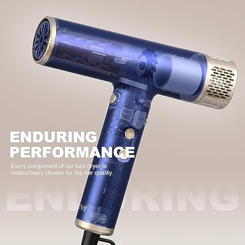 YAPOY High-Speed Ionic Hair Dryer | 110,000 RPM Fast Drying – Blue