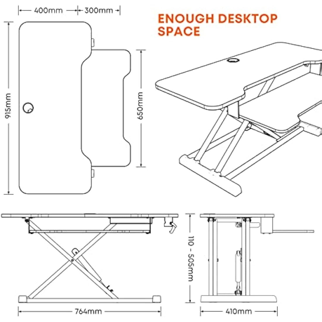 PUTORSEN 36" Standing Desk Converter | Height Adjustable Sit Stand Riser