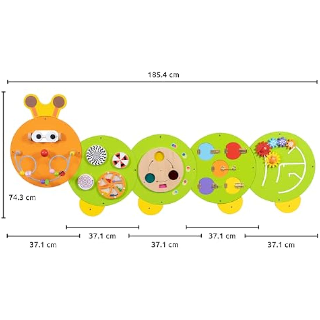 Spark & Wow Caterpillar Montessori Sensory Wall Toy - 6 Activity Panels