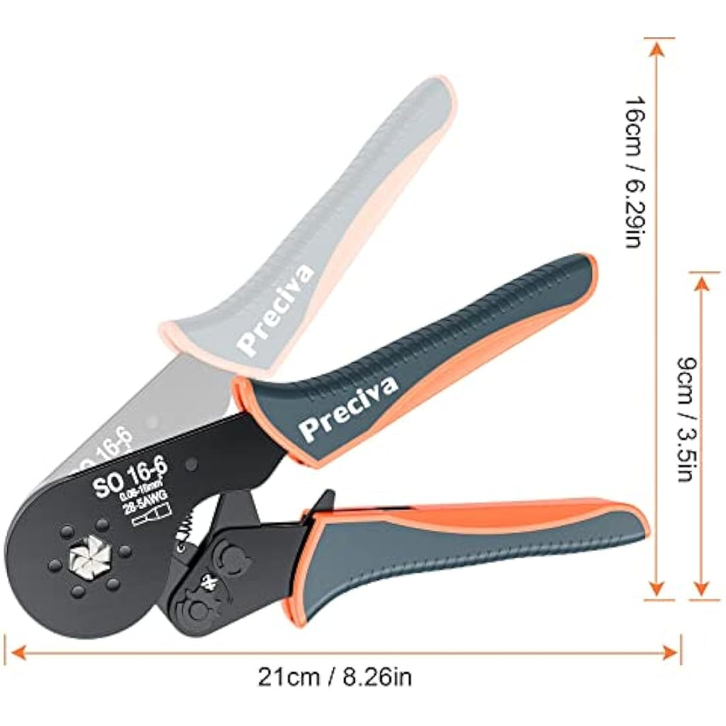 Preciva Hexagonal Ferrule Crimping Tool – 28-5 AWG Ratchet Pliers
