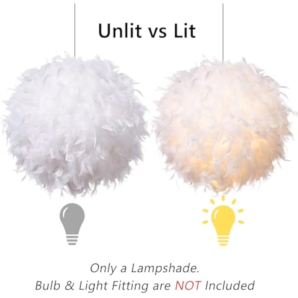 Waneway White Feather Lamp Shade | 50cm Ceiling & Table Lightshade