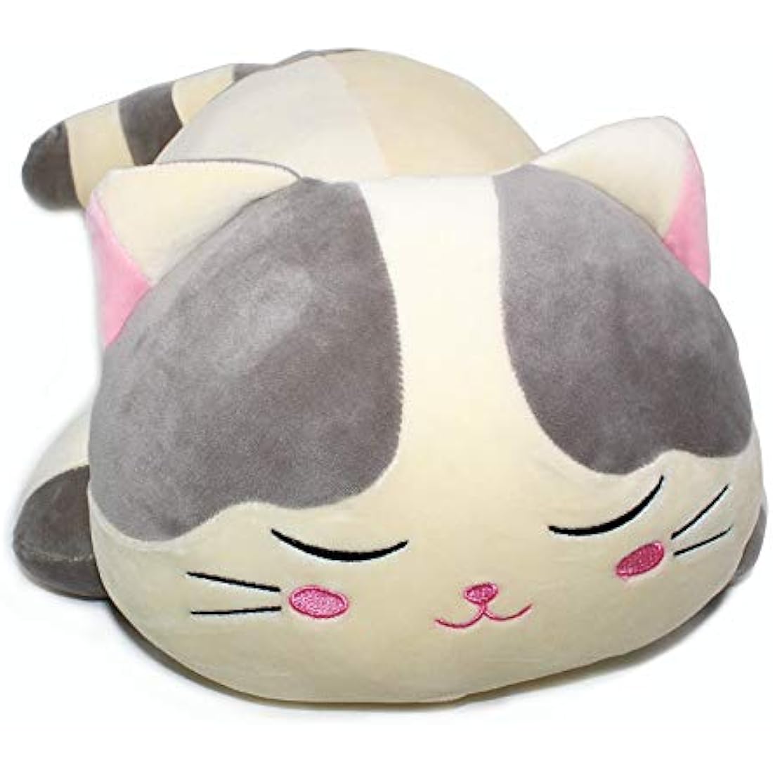 Vintoys Sleeping Cat Hugging Pillow – 23.5" Grey Soft Plush Stuffed Animal