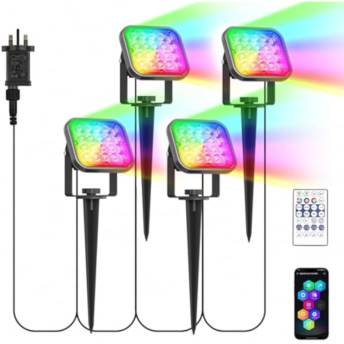 NATPOW RGB Landscape Spotlights | Bluetooth App Control Garden Lights