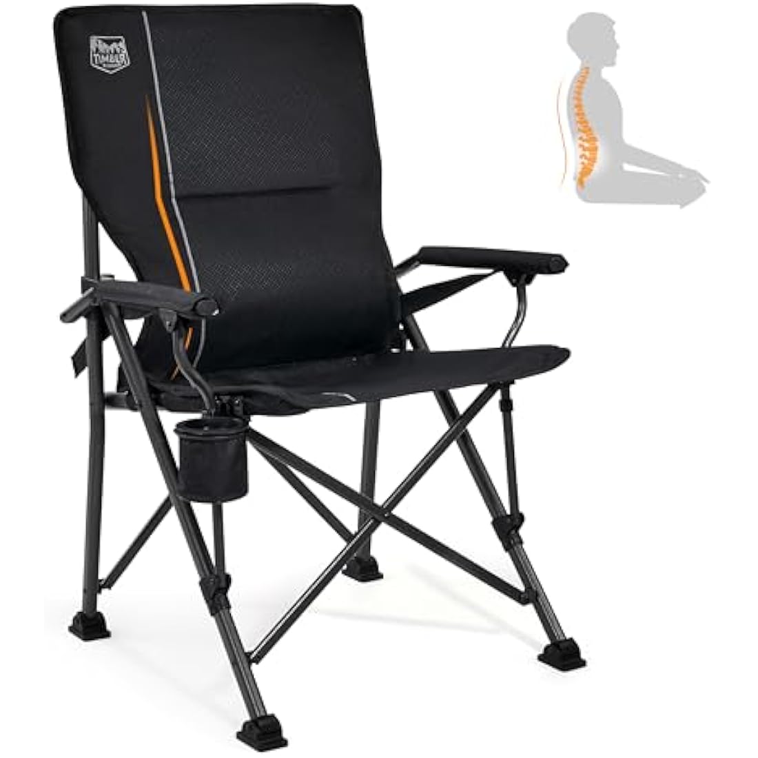 Timber Ridge Folding Camping Chair | High Back with Lumbar Support