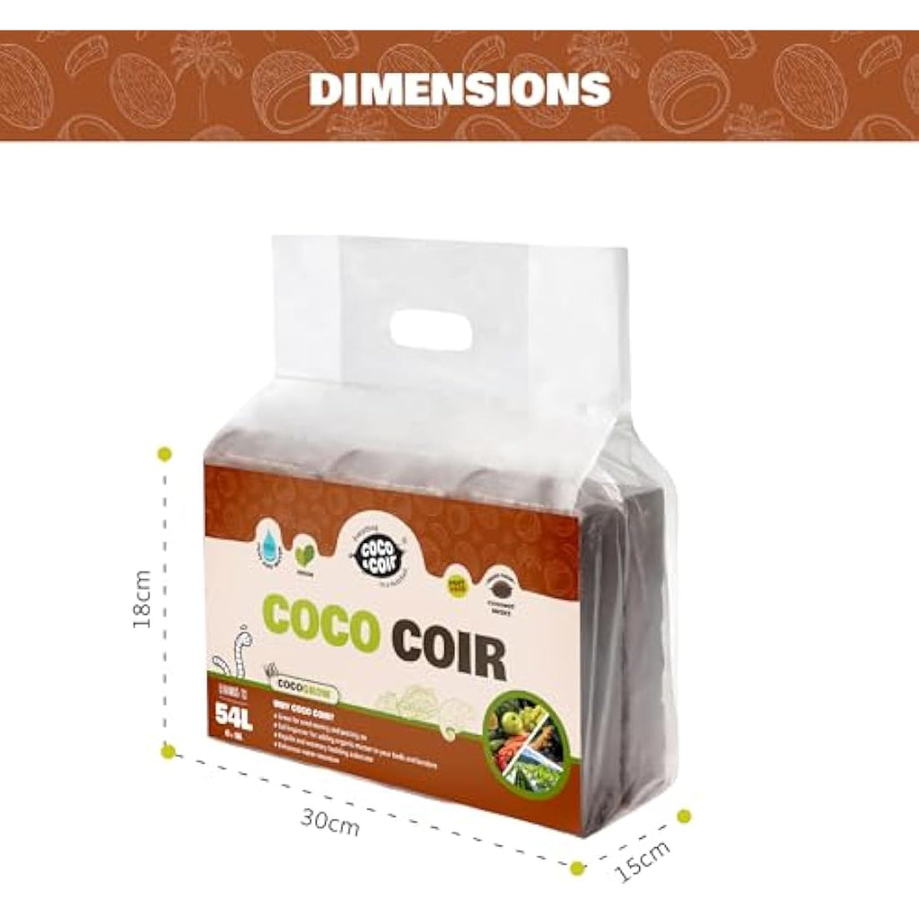 Coco & Coir Organic Peat Free Coconut Coir Compost & Reptile Bedding - 54L