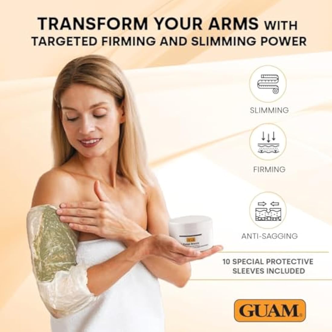 GUAM Seaweed Mud Arm Slimming & Firming Cream - 250ml with 10 Sleeves