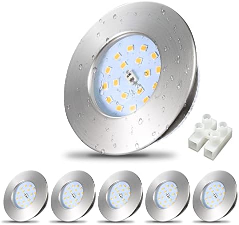 Allesgute 6-Pack 5W LED Downlights IP44 Ultra Slim Brushed Chrome