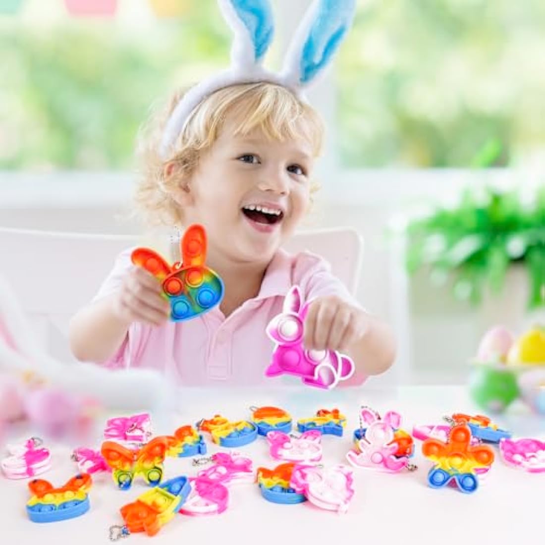 24Pcs Easter Pop Fidget Toy Keychains | Basket Stuffers