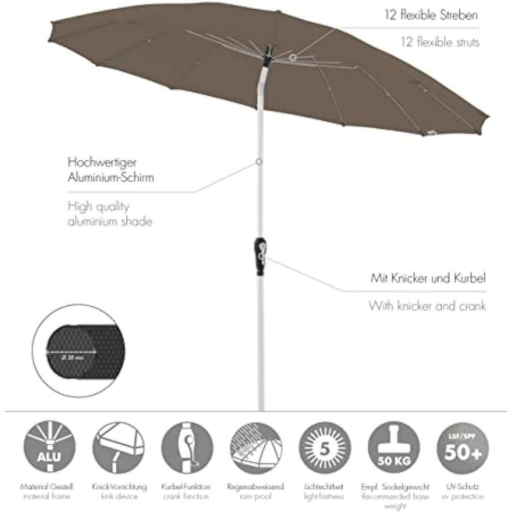 Doppler Asia Look SL-AZ Auto Tilt Parasol – Greige-Taupe 250 cm
