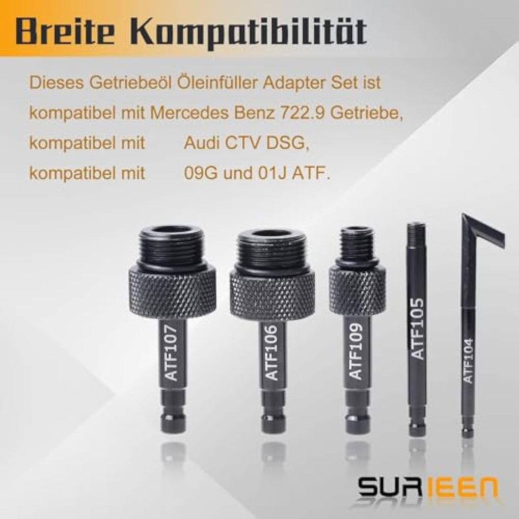 SURIEEN 5Pcs ATF Transmission Fluid Oil Filler Adapter for DSG CVT 09G