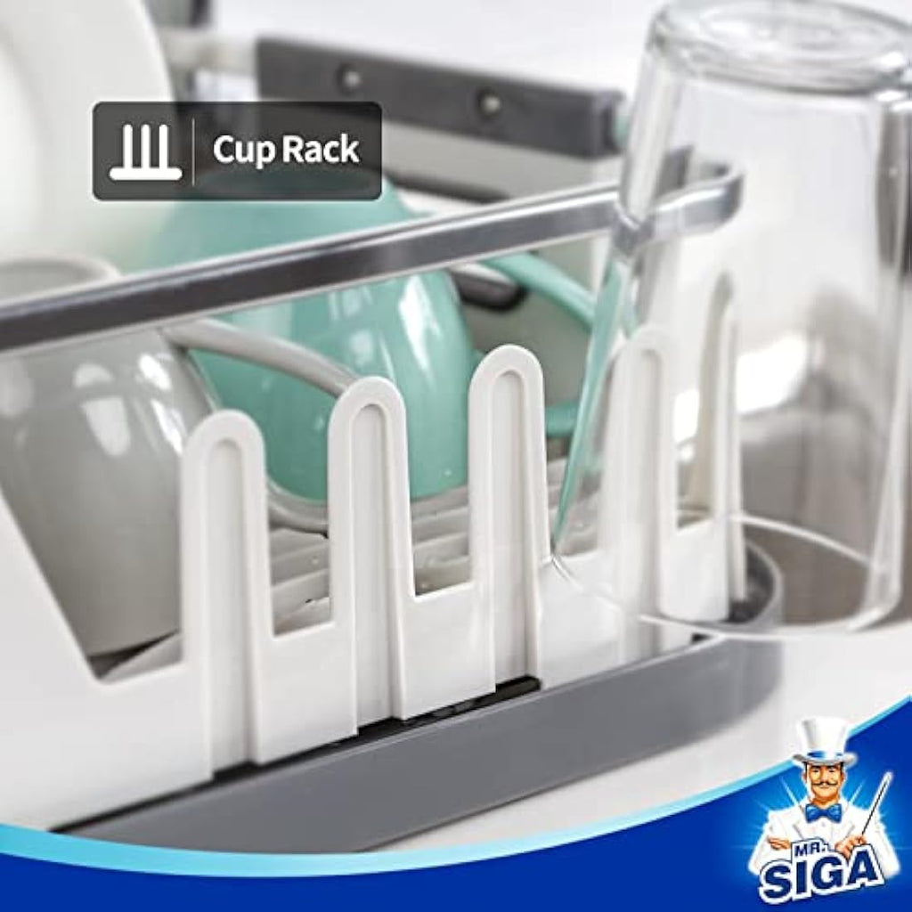 MR.SIGA Dish Drying Rack with Drainboard – Compact Aluminum Kitchen Drainer