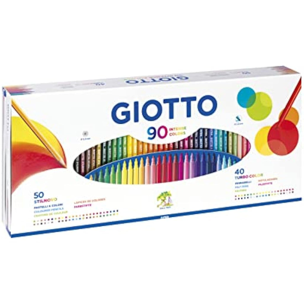 Giotto 90pc Art Set – 40 Felt-Tip Pens & 50 Coloured Pencils Gift Box