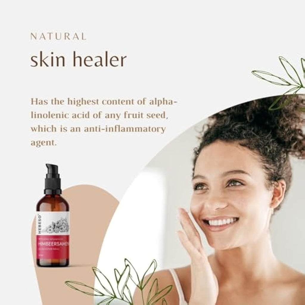 HEBESO 100% Cold-Pressed Raspberry Seed Oil – Organic Anti-Aging Face Care