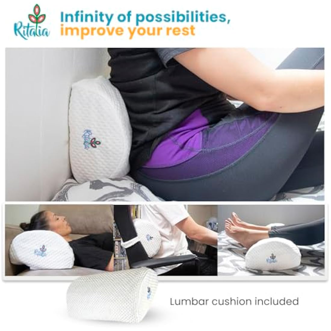Ritalia Wedge Cushion – Memory Foam Anti-Reflux Pillow for Bed