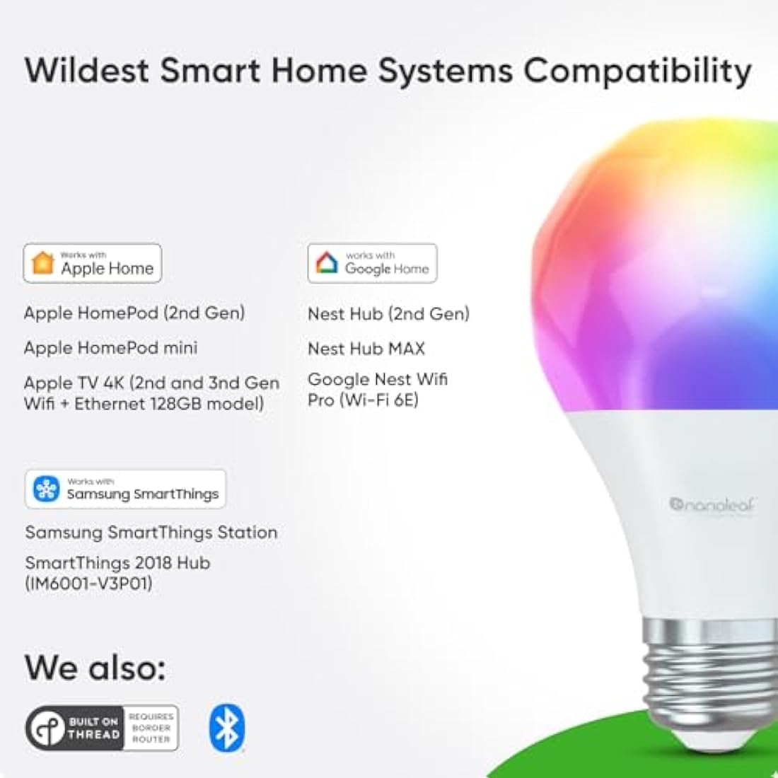 Nanoleaf Essentials A19 Smart LED Bulb - Color Changing Thread (3-Pack)