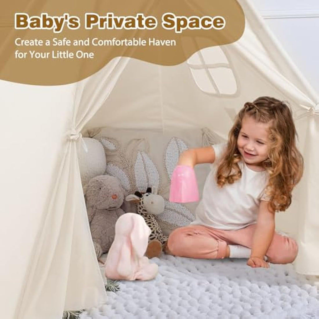 Wilwolfer Kids Teepee Tent | White Canvas Play Tent for Indoor & Outdoor