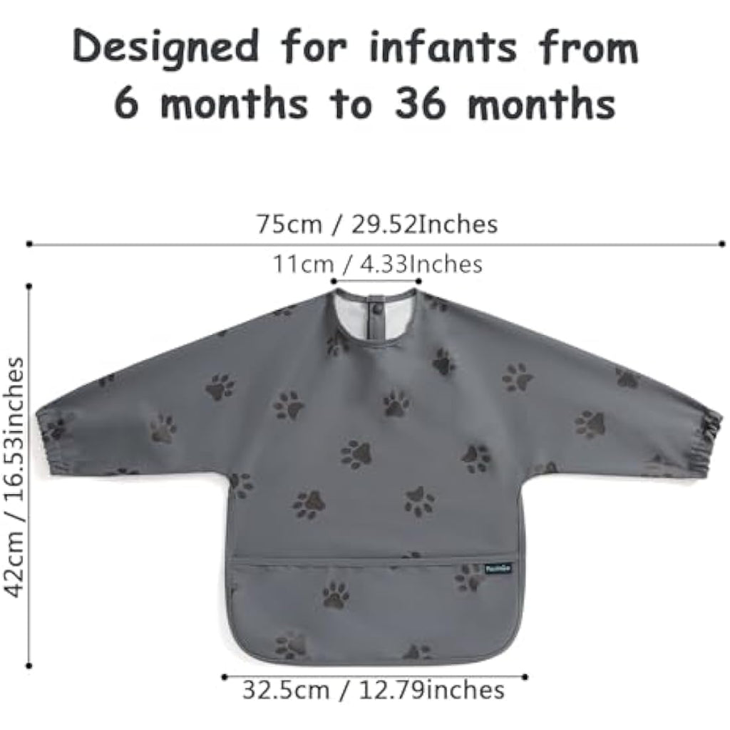 PewinGo Long Sleeve Weaning Bib – Waterproof PU Coverall for BLW