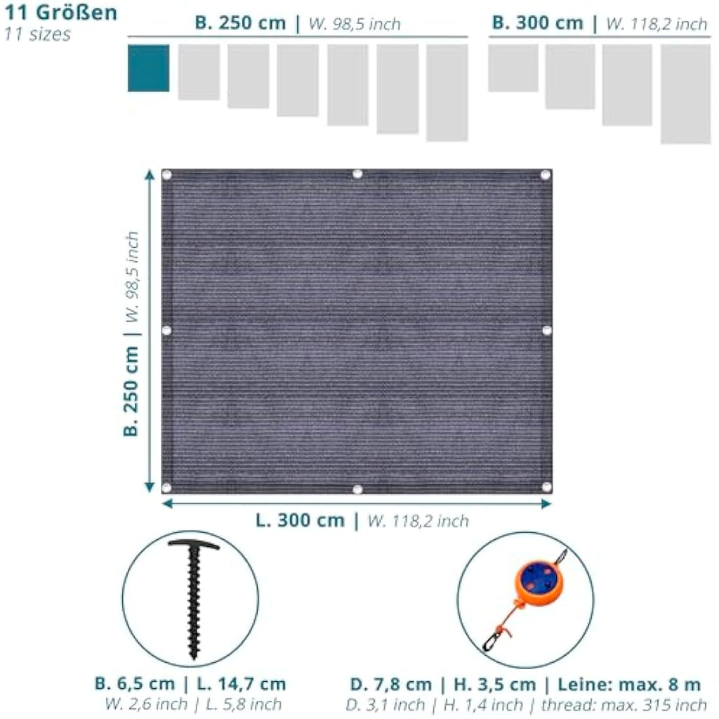 Valuents Awning Carpet – Blue/Grey HDPE Camping Rug with T-Pegs & Bag