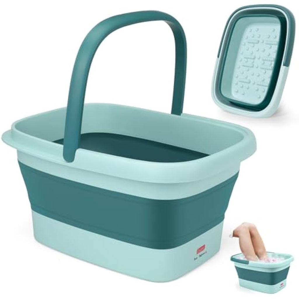 DEANIC Collapsible Foot Spa Bath with Massager and Carry Handle - Blue