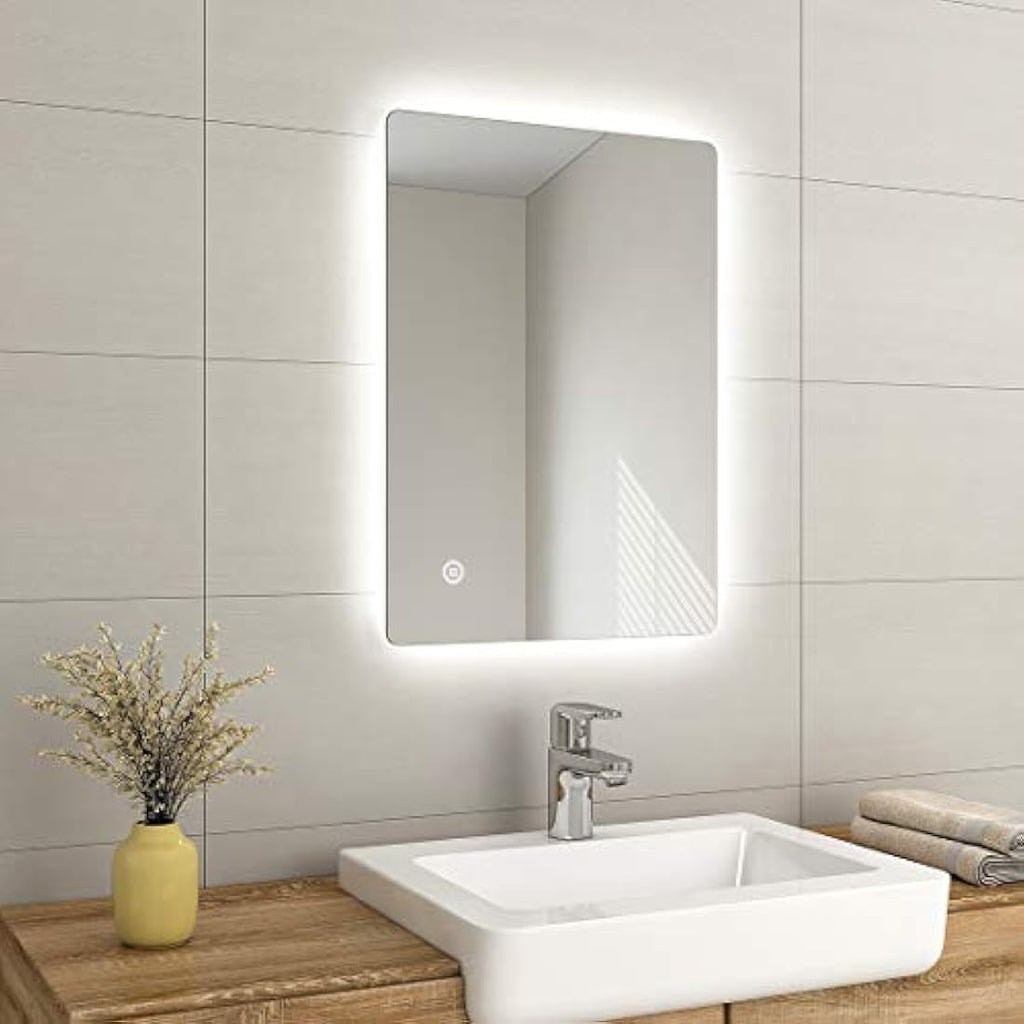 EMKE LED Bathroom Mirror 500x700mm - Anti-Fog Wall Mounted Touch Sensor