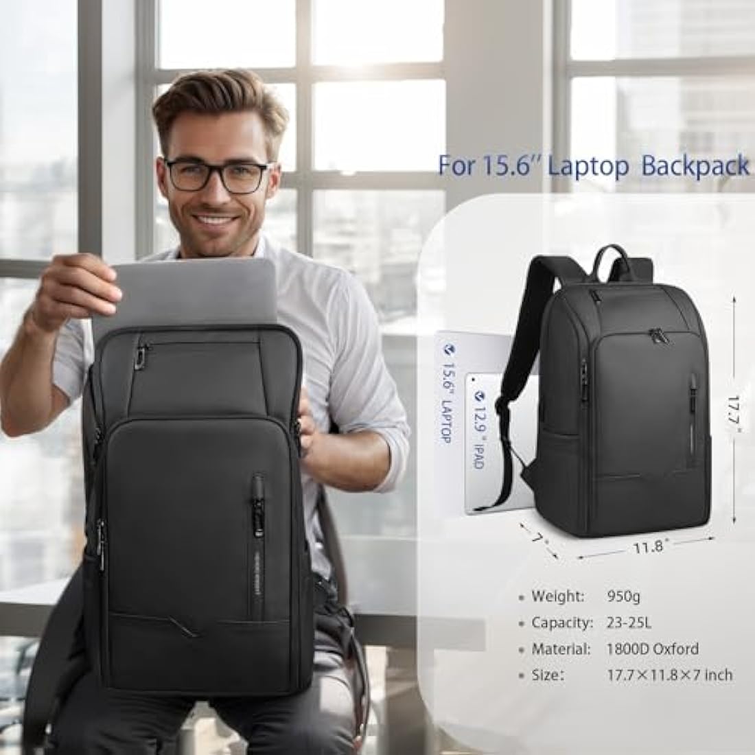 Heroic Knight 15.6 Inch Laptop Backpack | Waterproof Anti-Theft Bag
