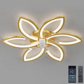 Jolof Store Silent Flower Ceiling Fan with Light - Dimmable Gold Acrylic