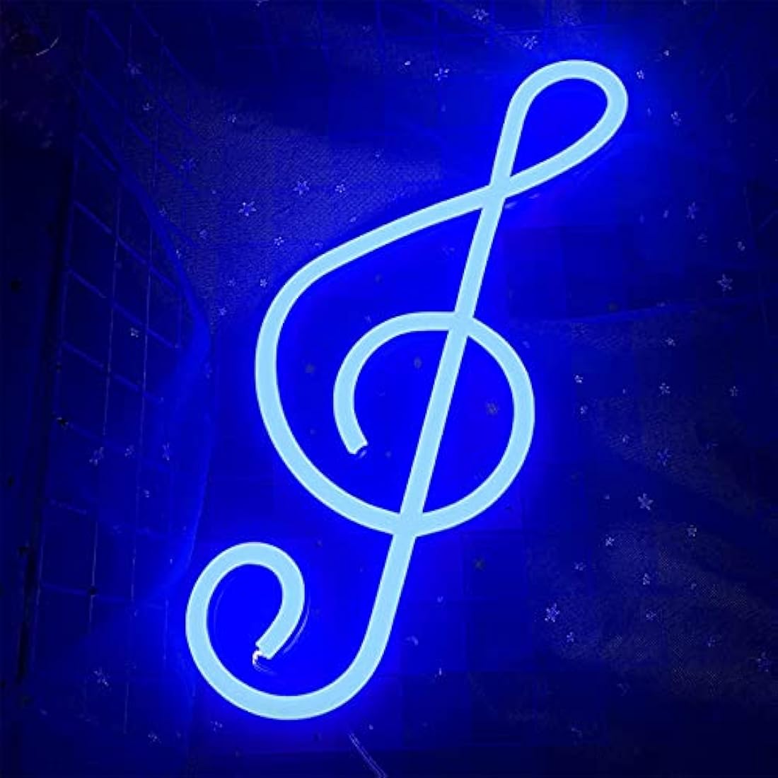 ENUOLI Music Note Neon Sign – Blue LED Wall Decor for Bedroom & Party
