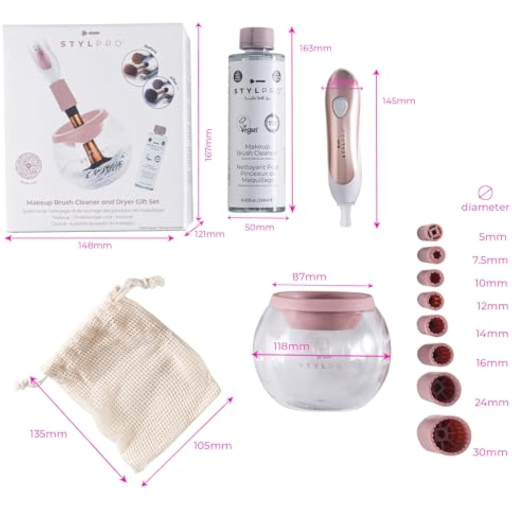 STYLPRO Electric Makeup Brush Cleaner and Dryer Kit – Rose Gold