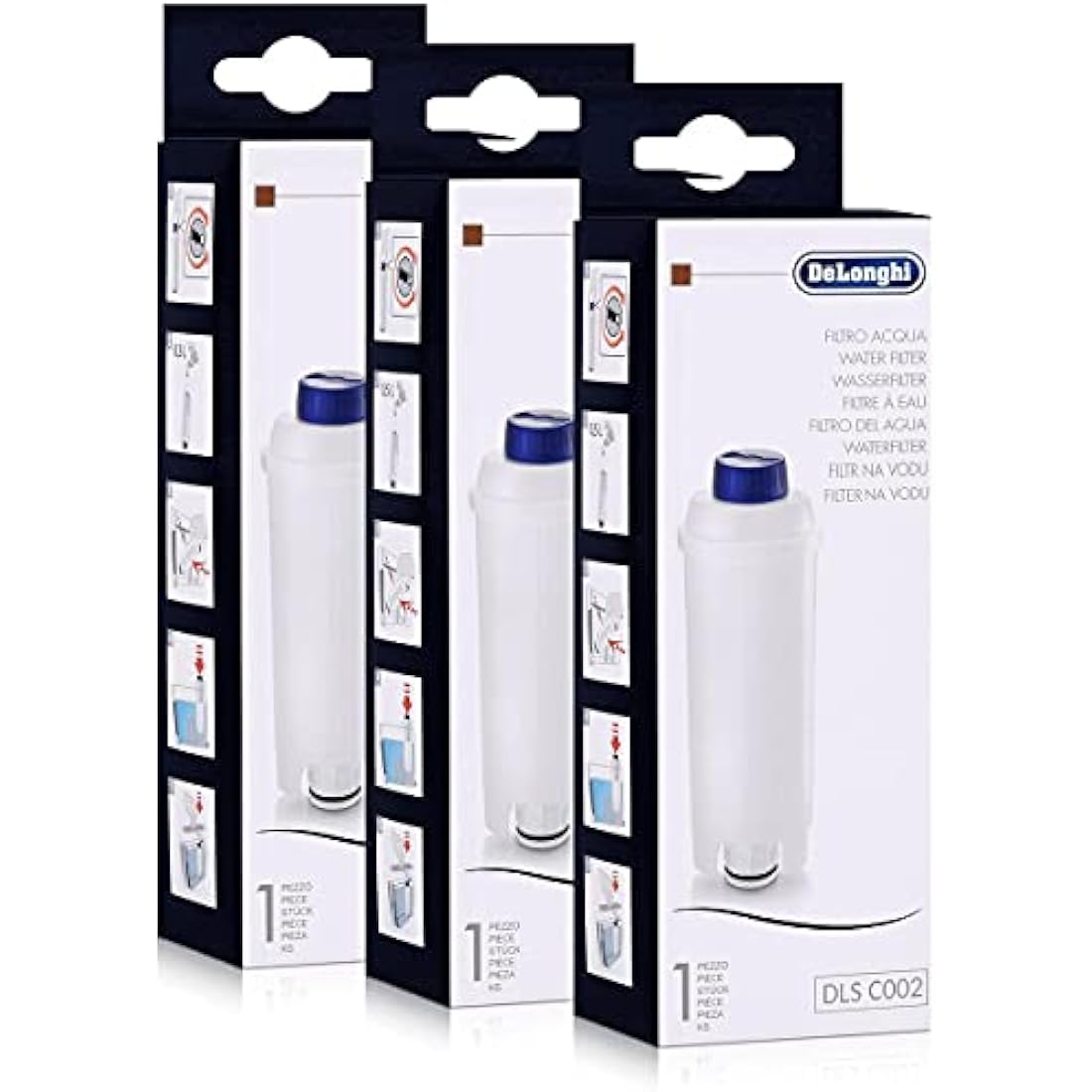 DeLonghi DLSC002 Water Filter for Espresso Machines - Genuine Pack of 3